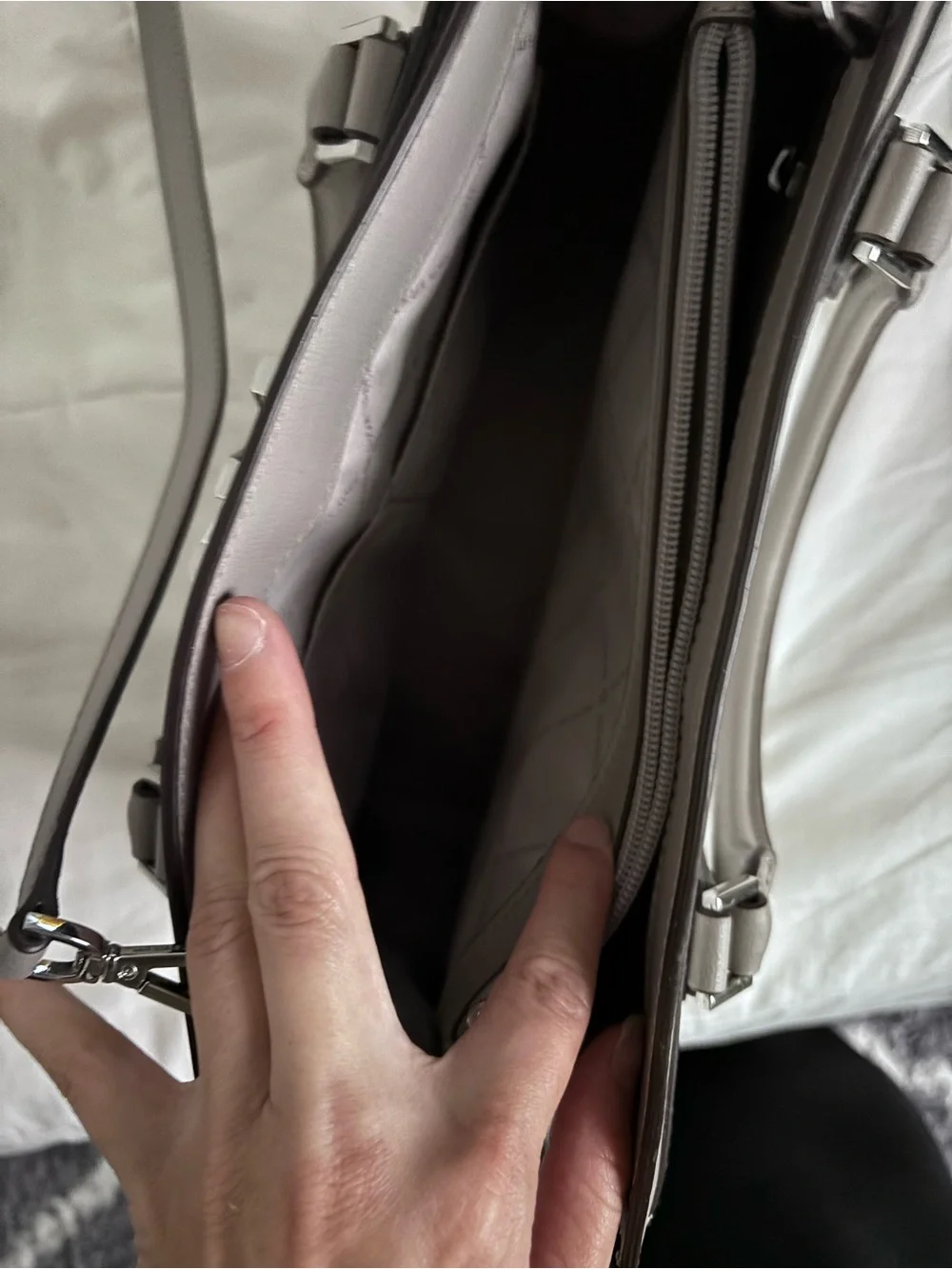 Michael Kors Gray and White Crossbody Satchel